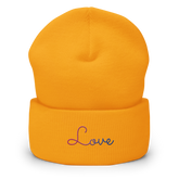 Bisexual Love Script Beanie: Ellegantly Embroidered Pride Hat